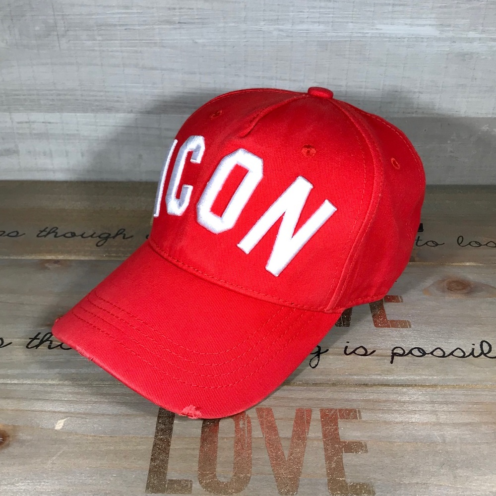 Dsquared Red ICON Curve Embroidered Baseball Cap